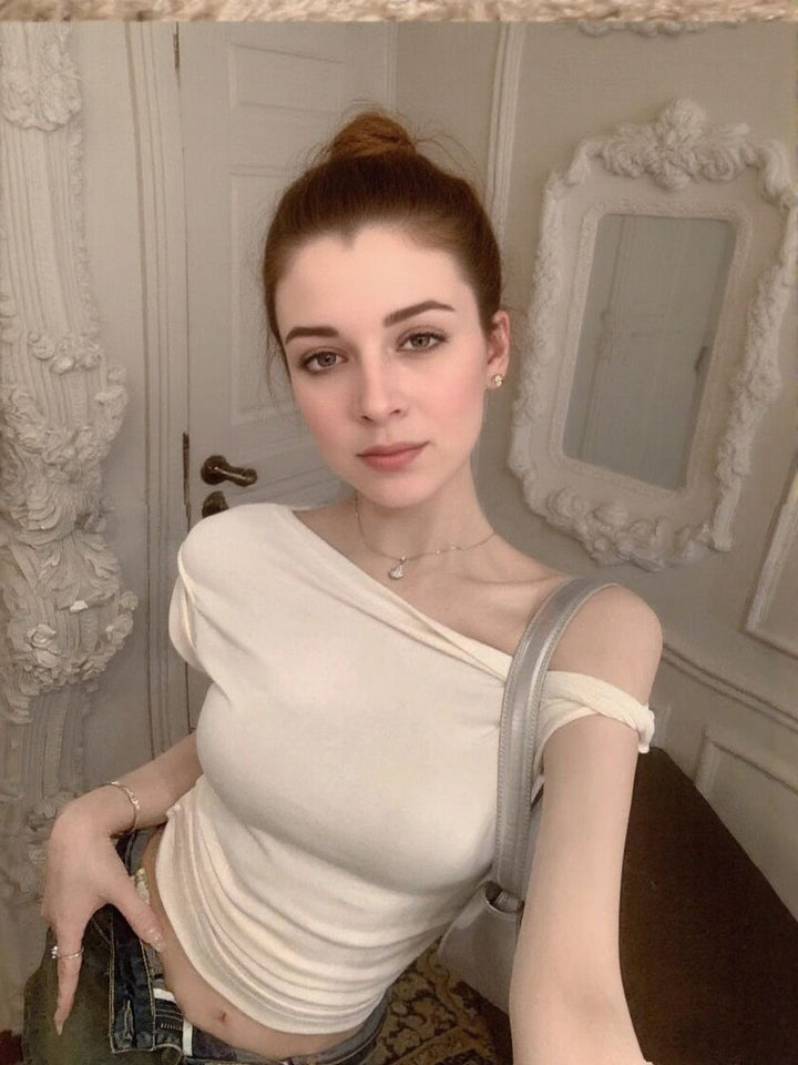 White One Shoulder  Tshirt