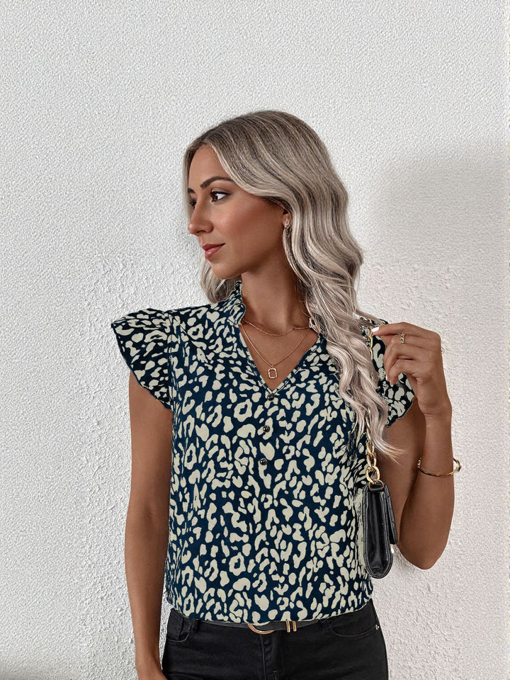 White Animal Print Blouse