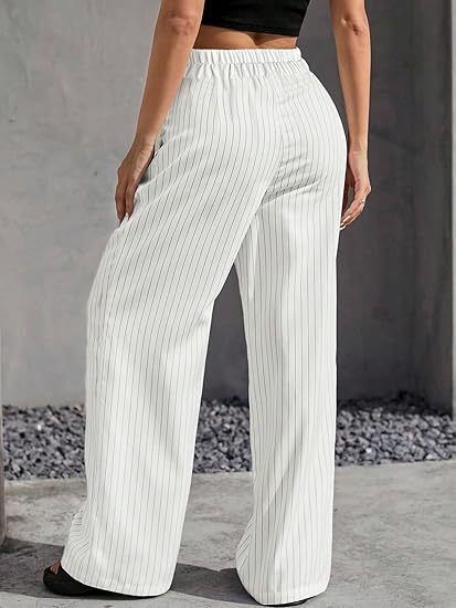 White Contrast Waist Band Straight Fit
