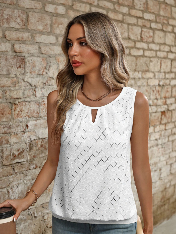 White Sleeveless Lace Top