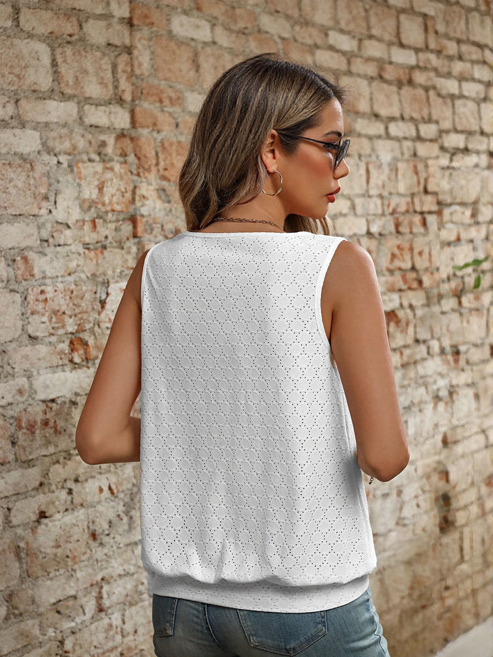 White Sleeveless Lace Top