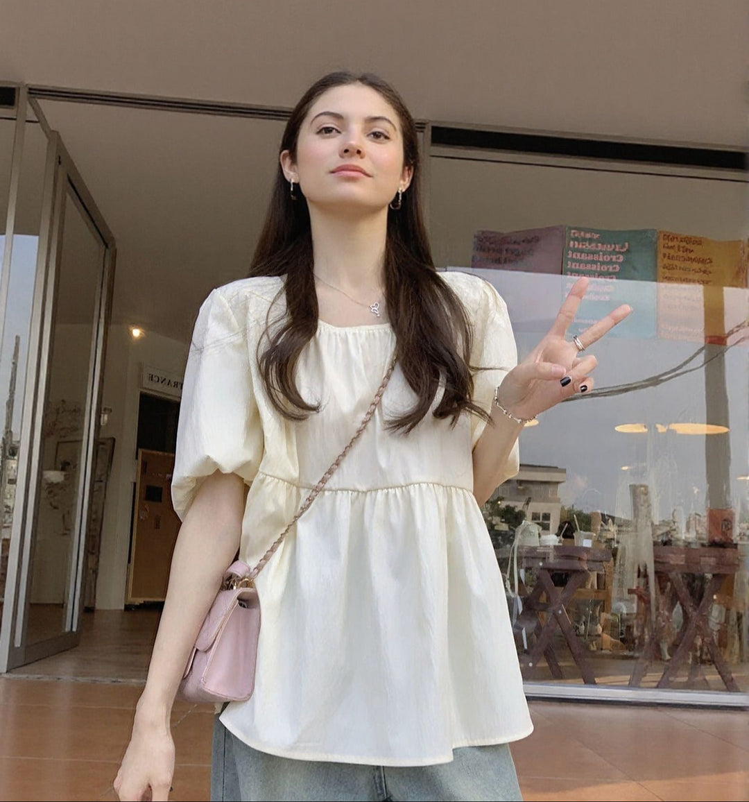 White Over Size Peplum Top