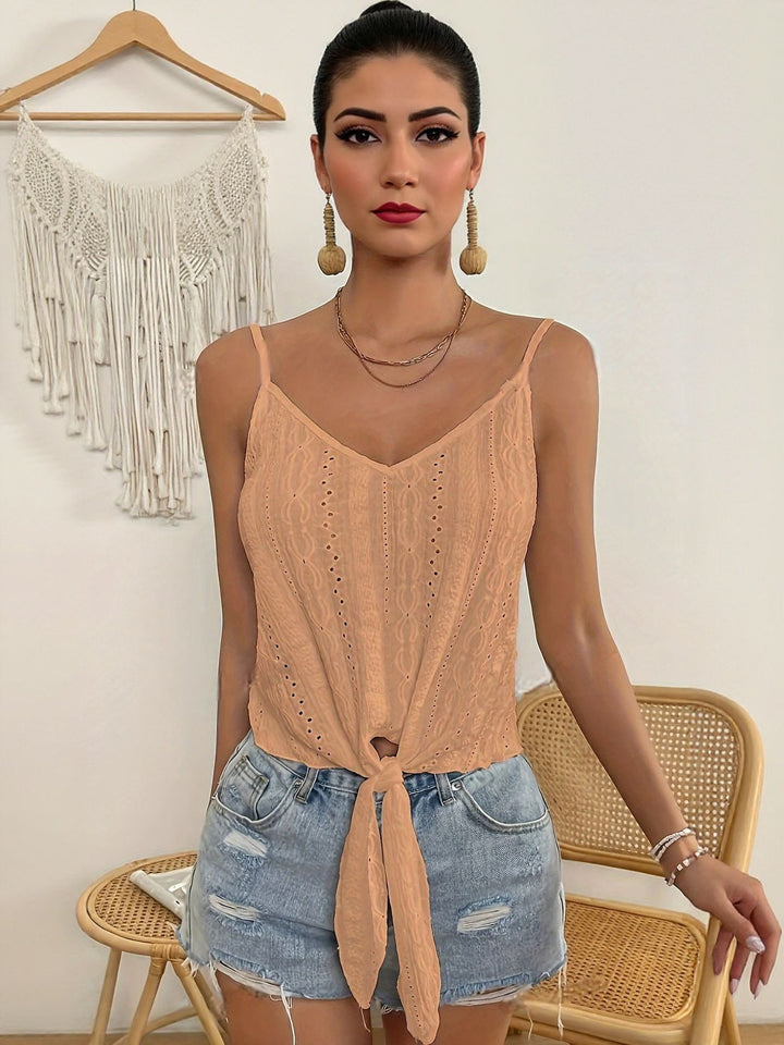 Orange Knot Detail Strappy Top