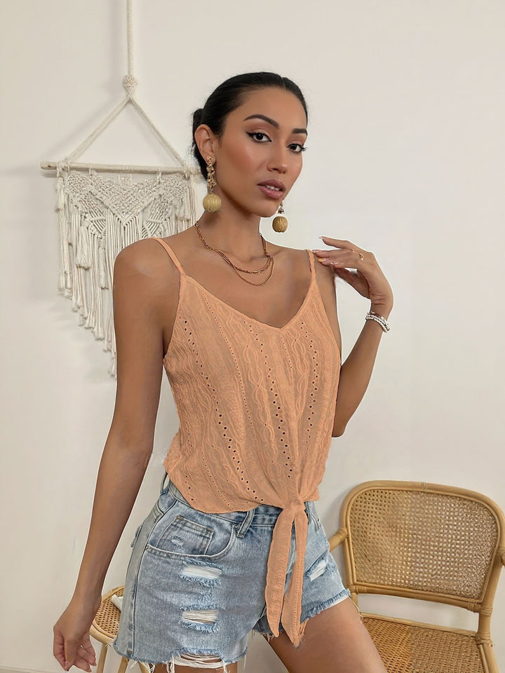 Orange Knot Detail Strappy Top