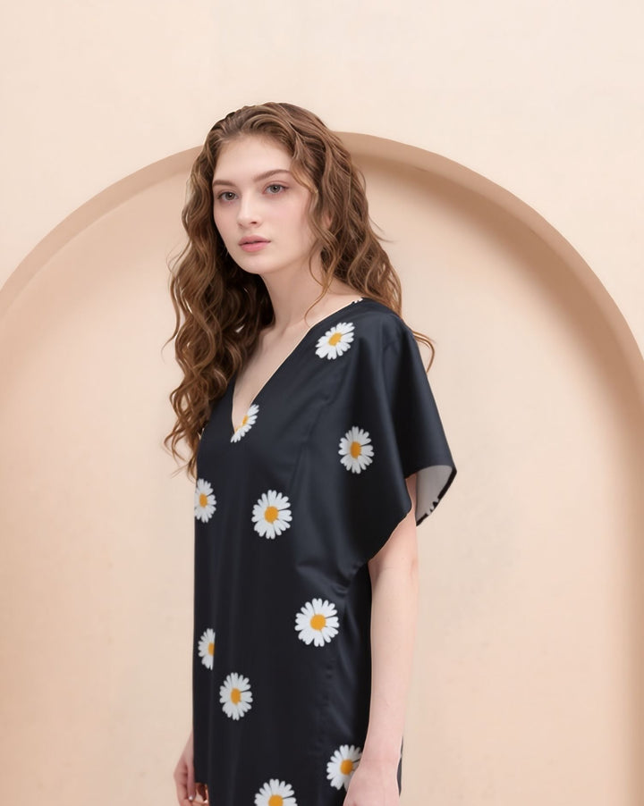 Black Floral Print Top