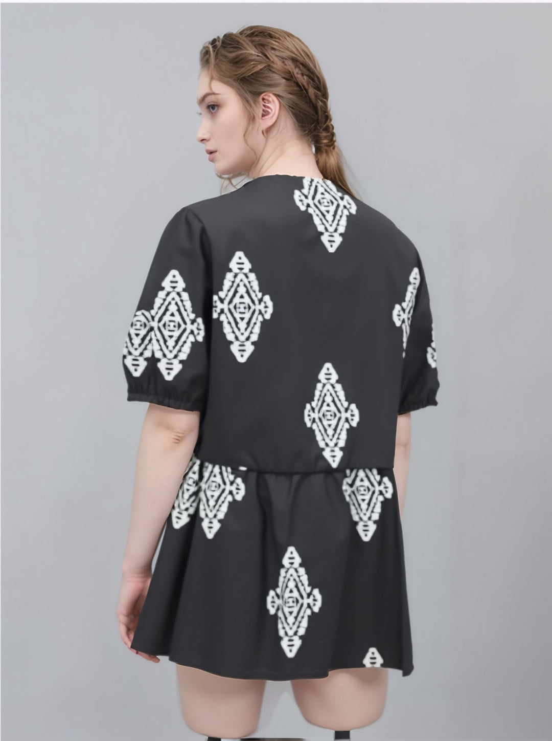 Black Front Tie Up Peplum Top