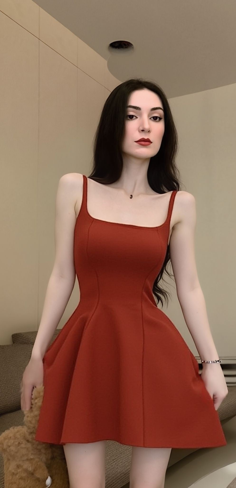 Maroon Fit And Flare Mini Dress