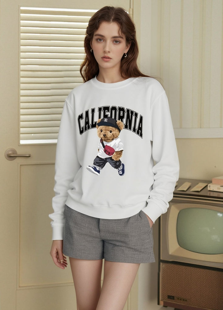 White Typography Relaxed Sweatshirt