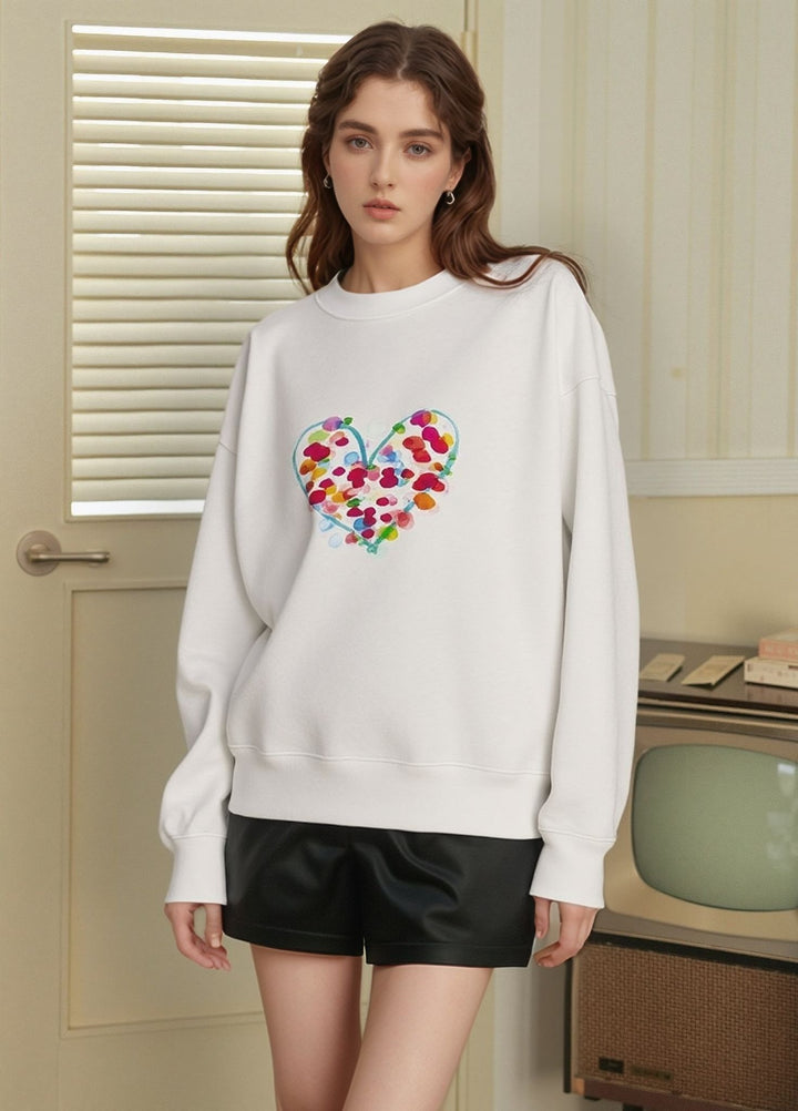 White Heart Graphic Sweatshirt