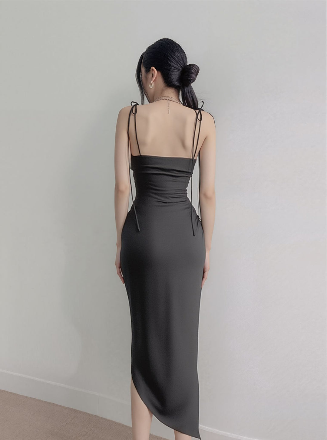 Black  Cowl Neck Satin Slip Dress