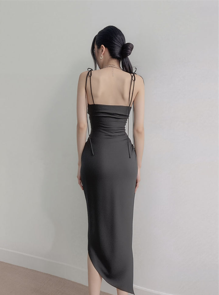Black  Cowl Neck Satin Slip Dress