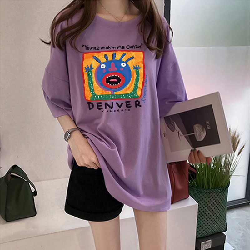 Purple Chest Print Graphic Tshirt