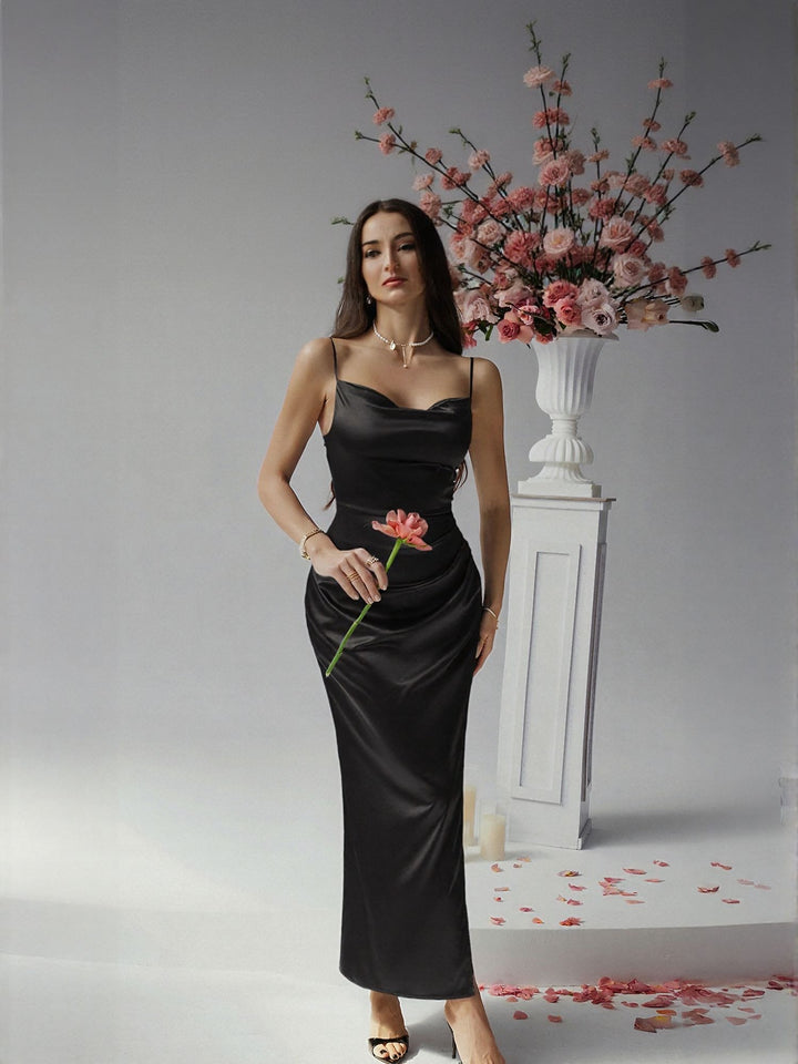 Black Cowl Neck Maxi Dress