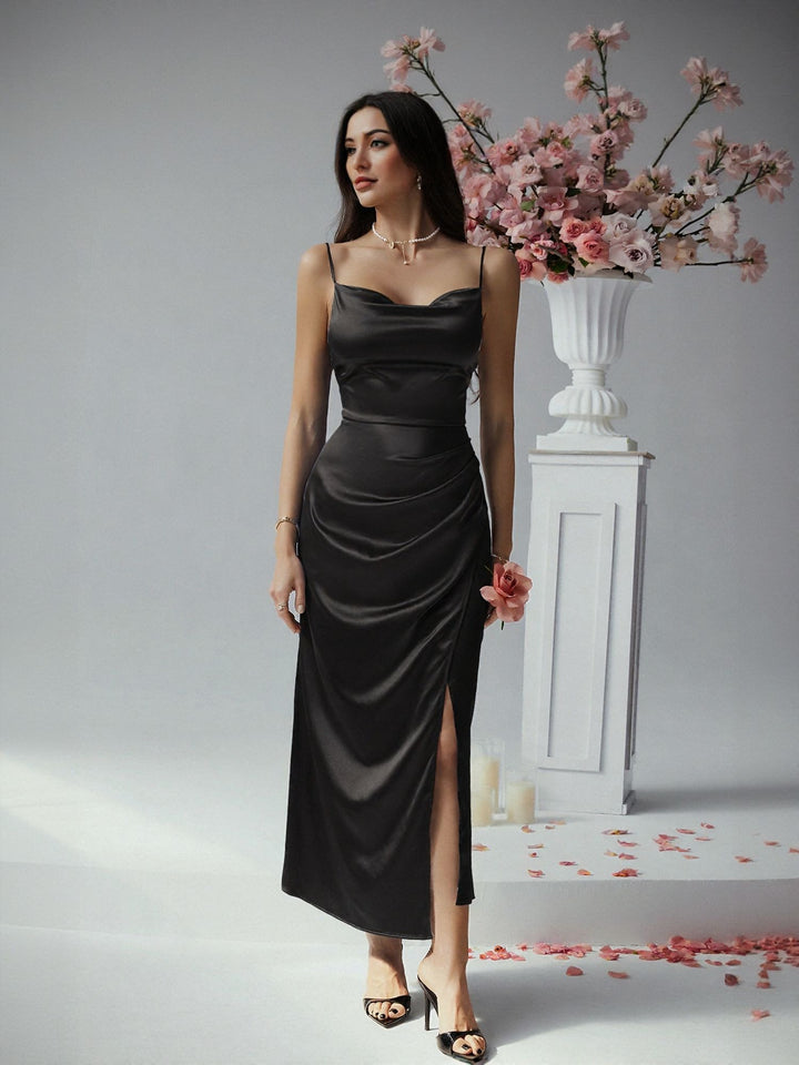Black Cowl Neck Maxi Dress
