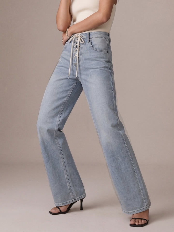 Light Blue Gladiator Tie Up Denims