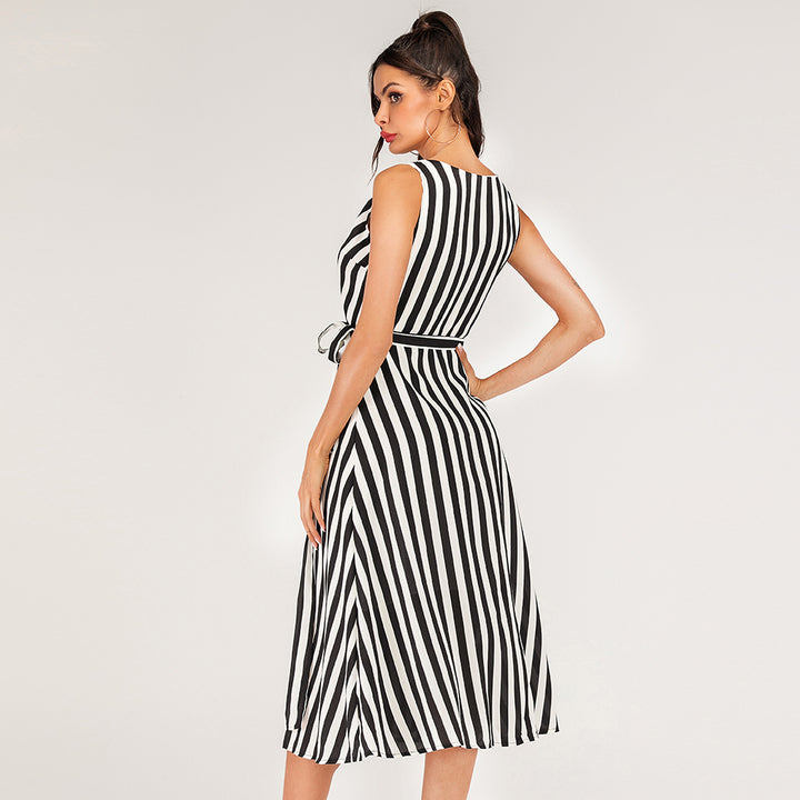 Black Sleeveless Wrap Dress