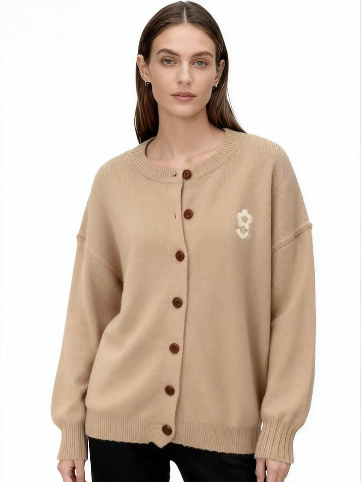 Beige Full Sleeve Front Buttoned Cardigan