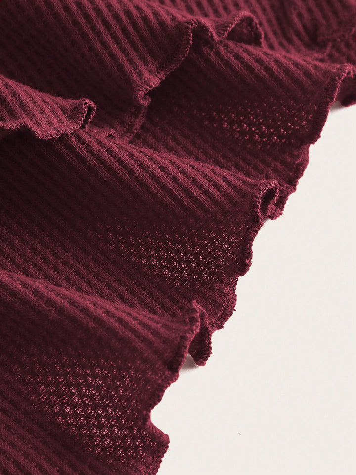 Wine Strapless Ruched Top
