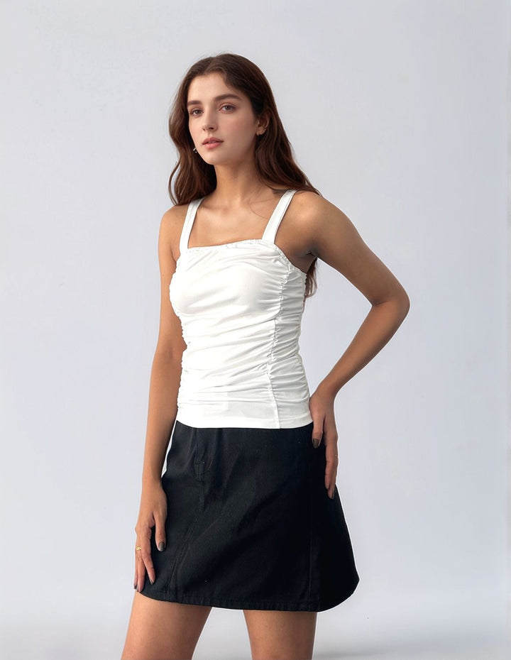 White Gathered Cami Top
