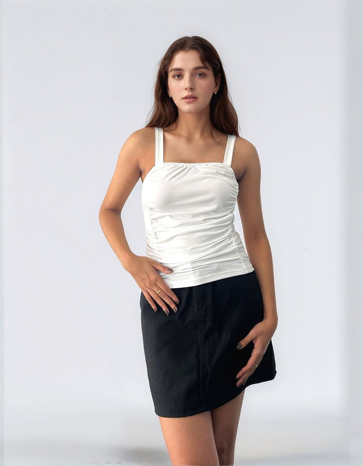 White Gathered Cami Top