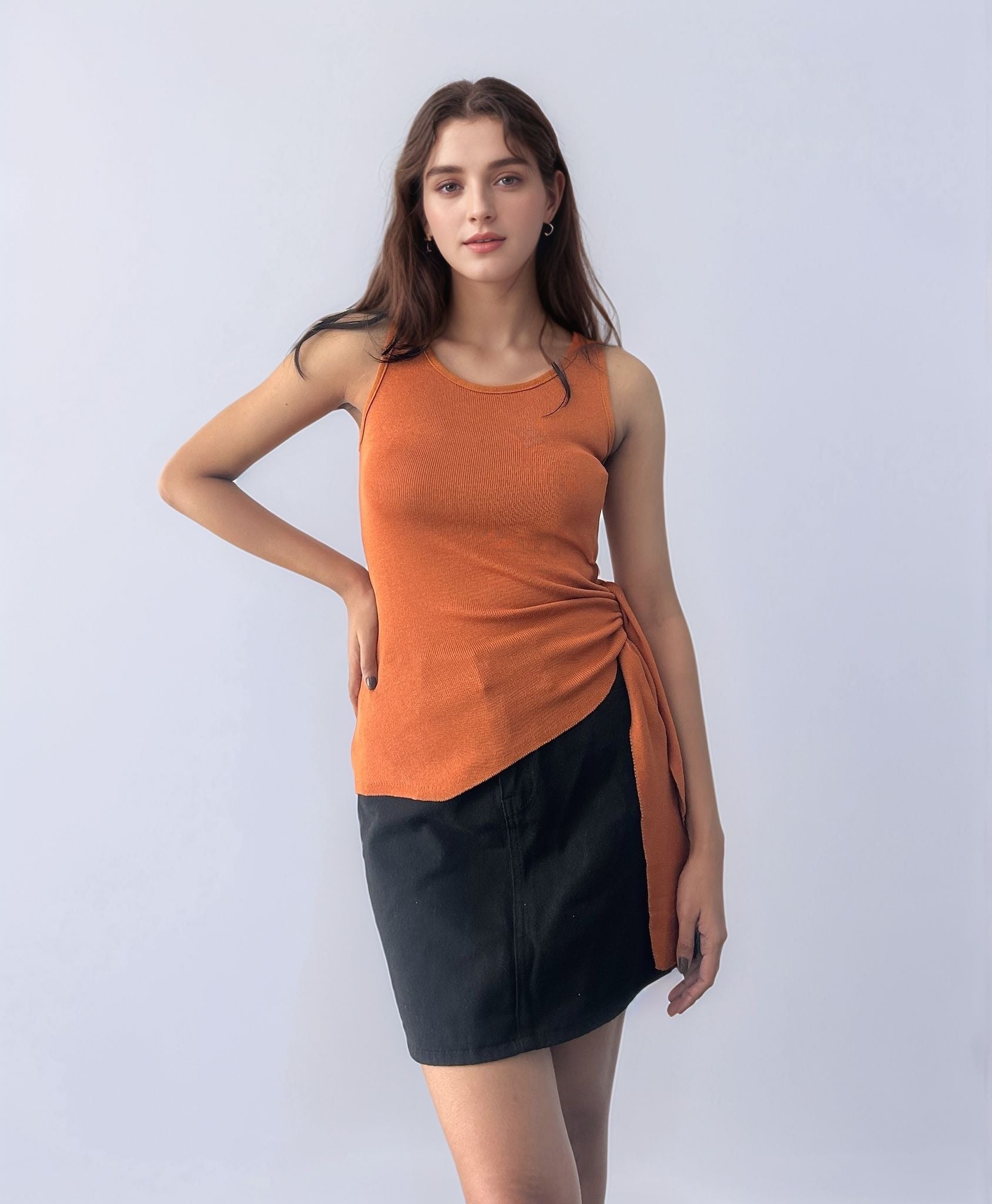 Orange Sleeveless Wrap Top