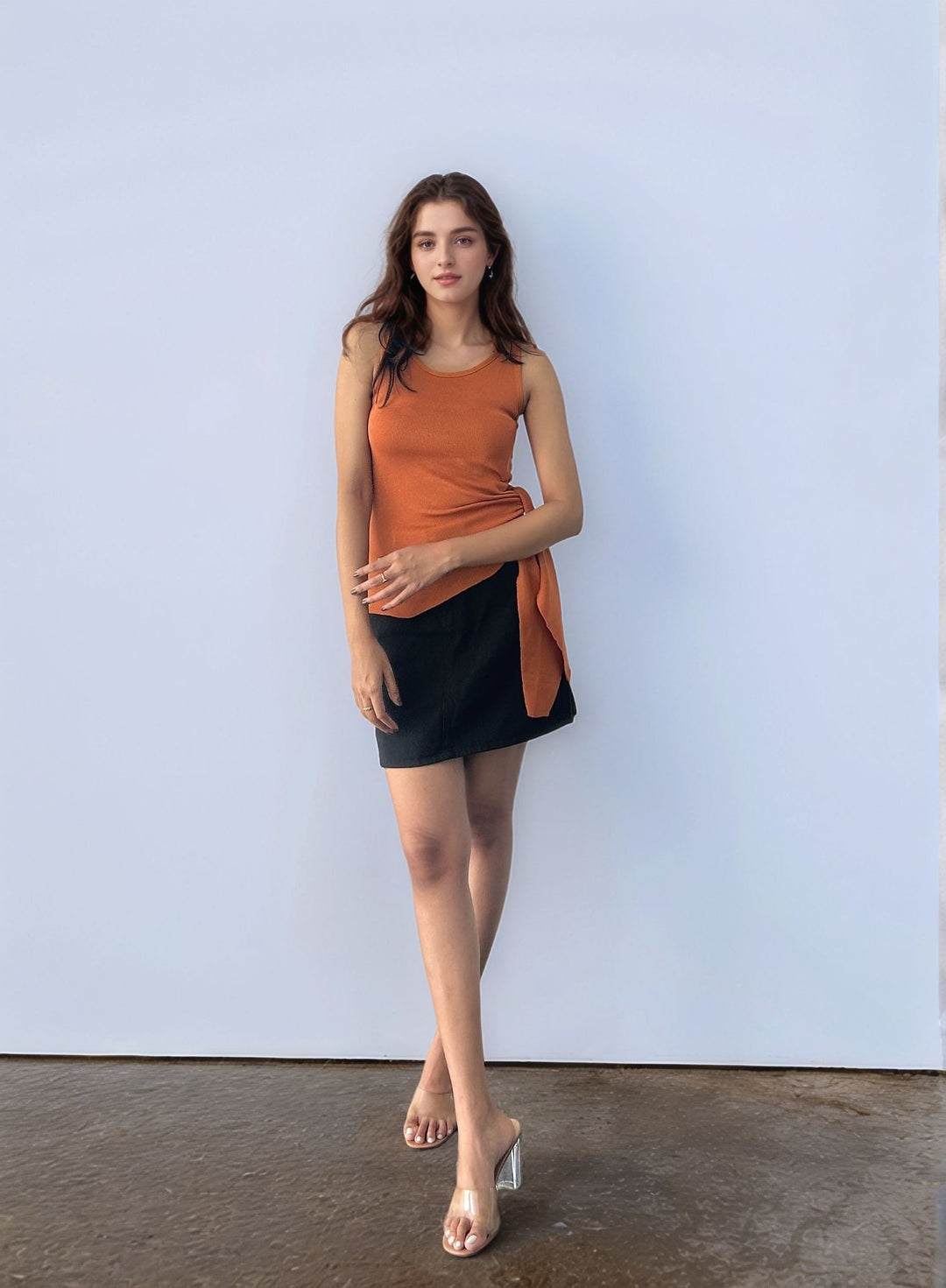 Orange Sleeveless Wrap Top