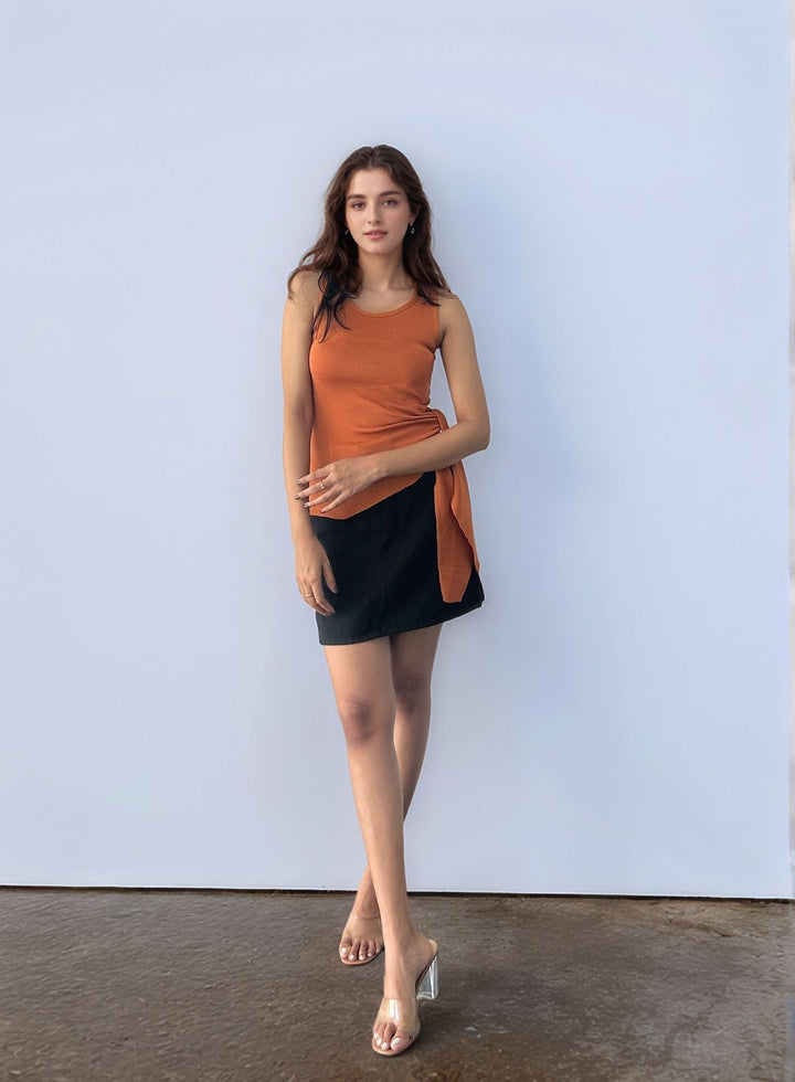 Orange Sleeveless Wrap Top