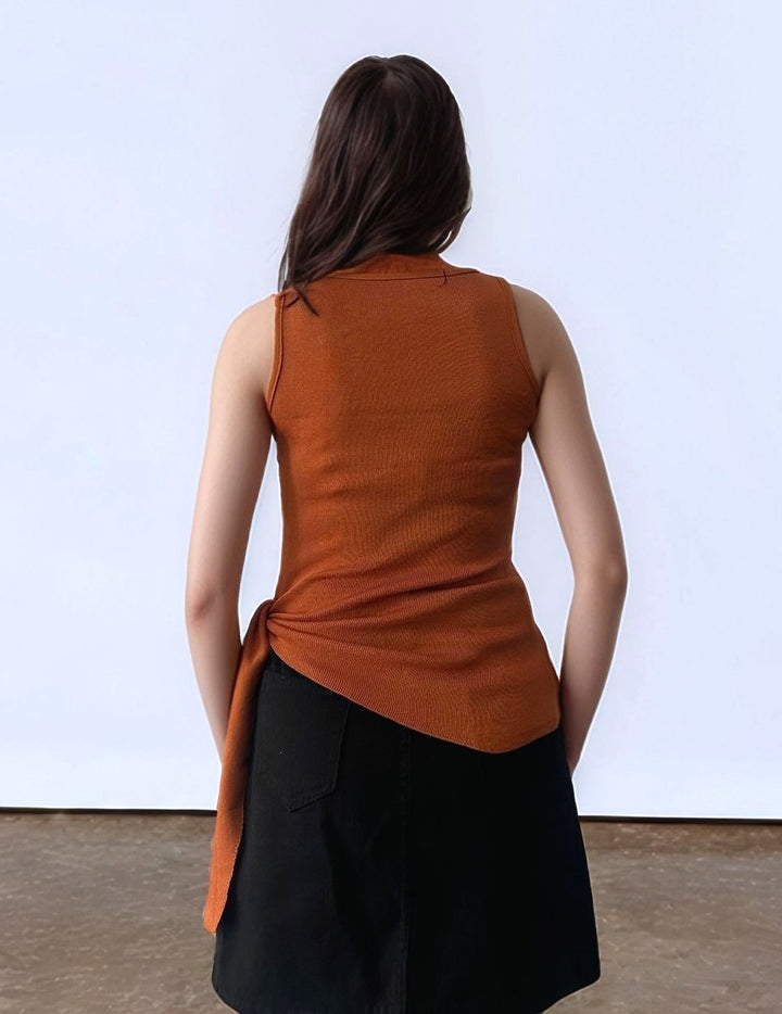 Orange Sleeveless Wrap Top