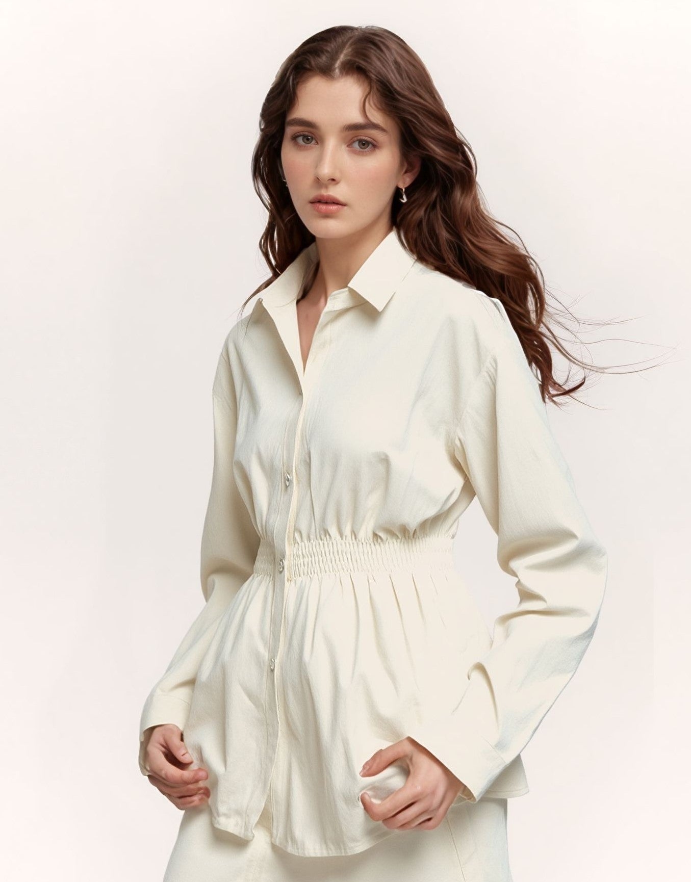 White Over Sized Smocking Shirt