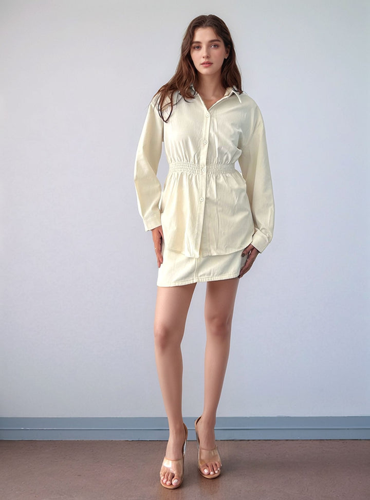 White Over Sized Smocking Shirt