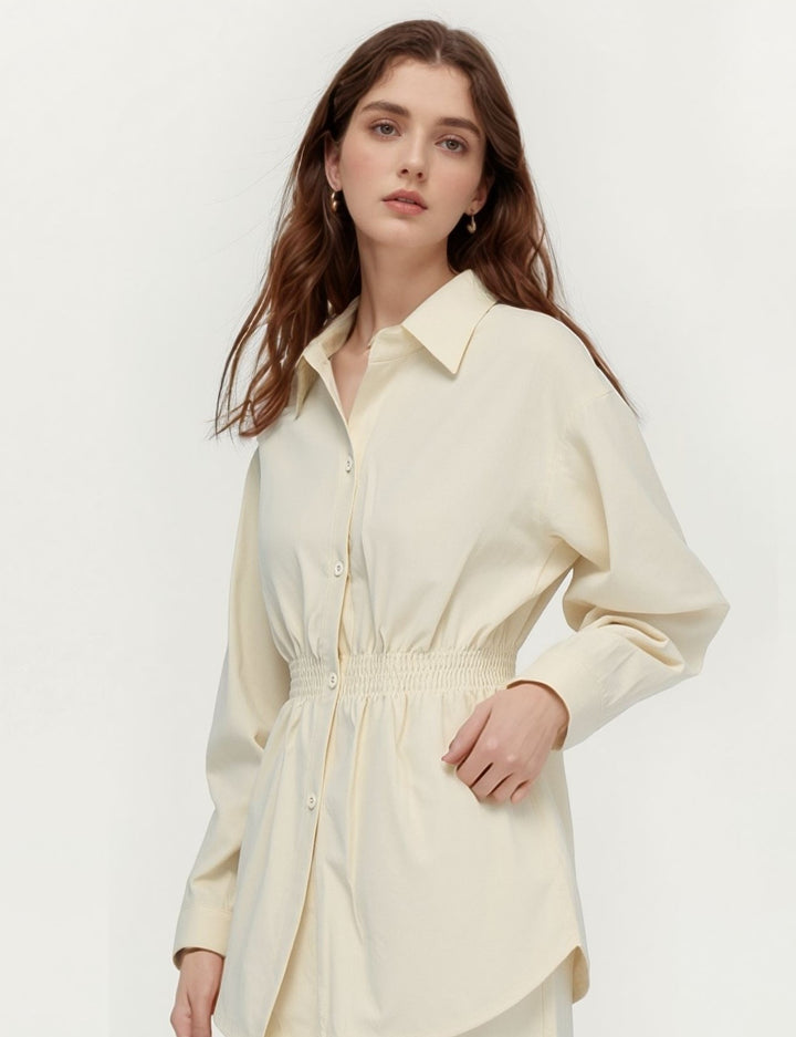 White Over Sized Smocking Shirt