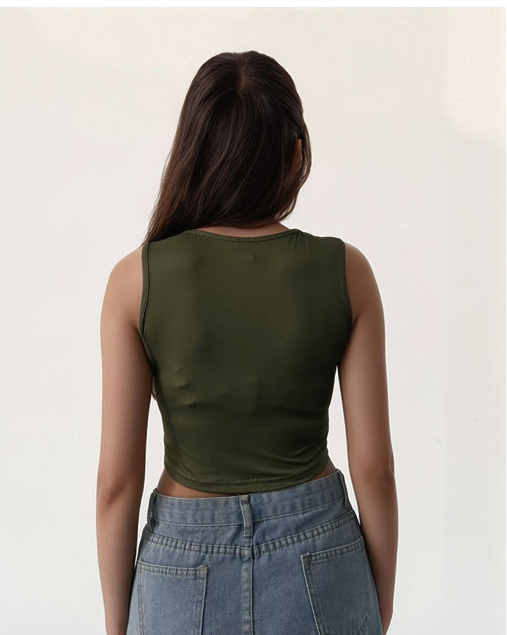 Green Basic Cropped Tank Top