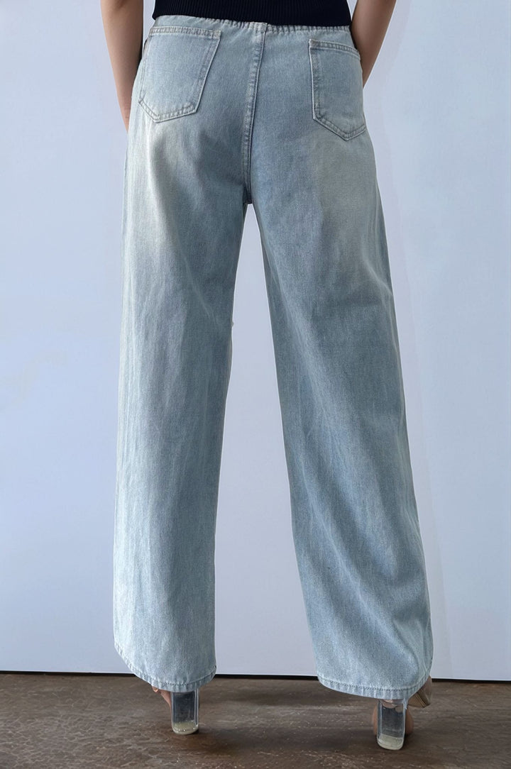 Blue Ripped Straight Denim