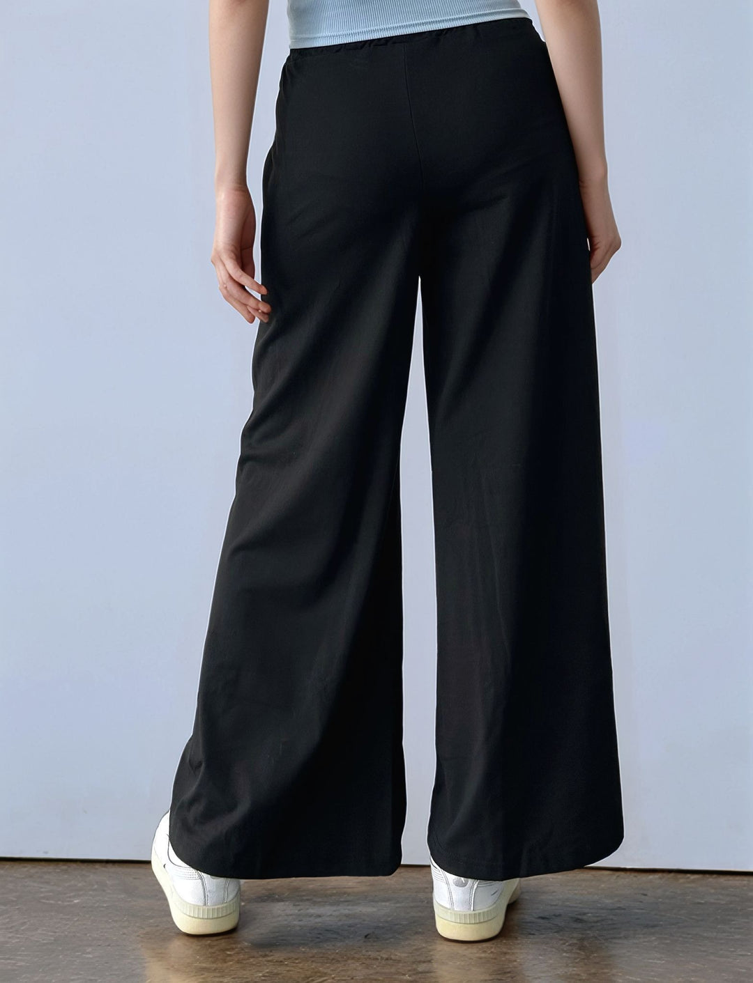 Black Ealsticated Waist Band Wide Leg Pants