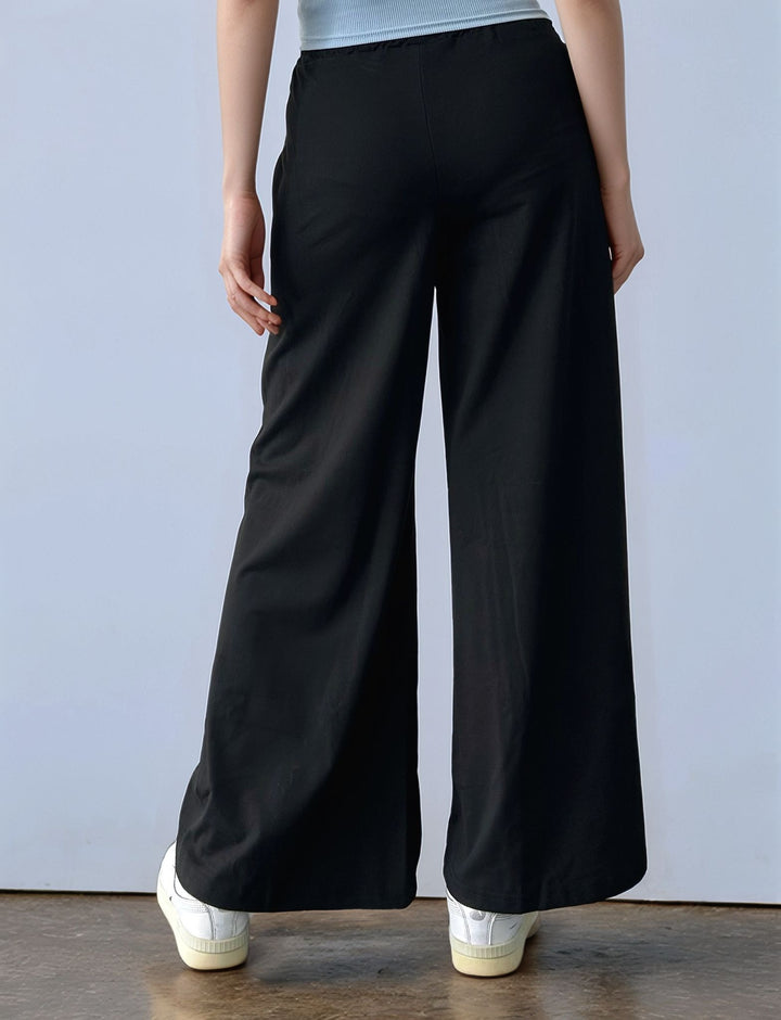 Black Ealsticated Waist Band Wide Leg Pants