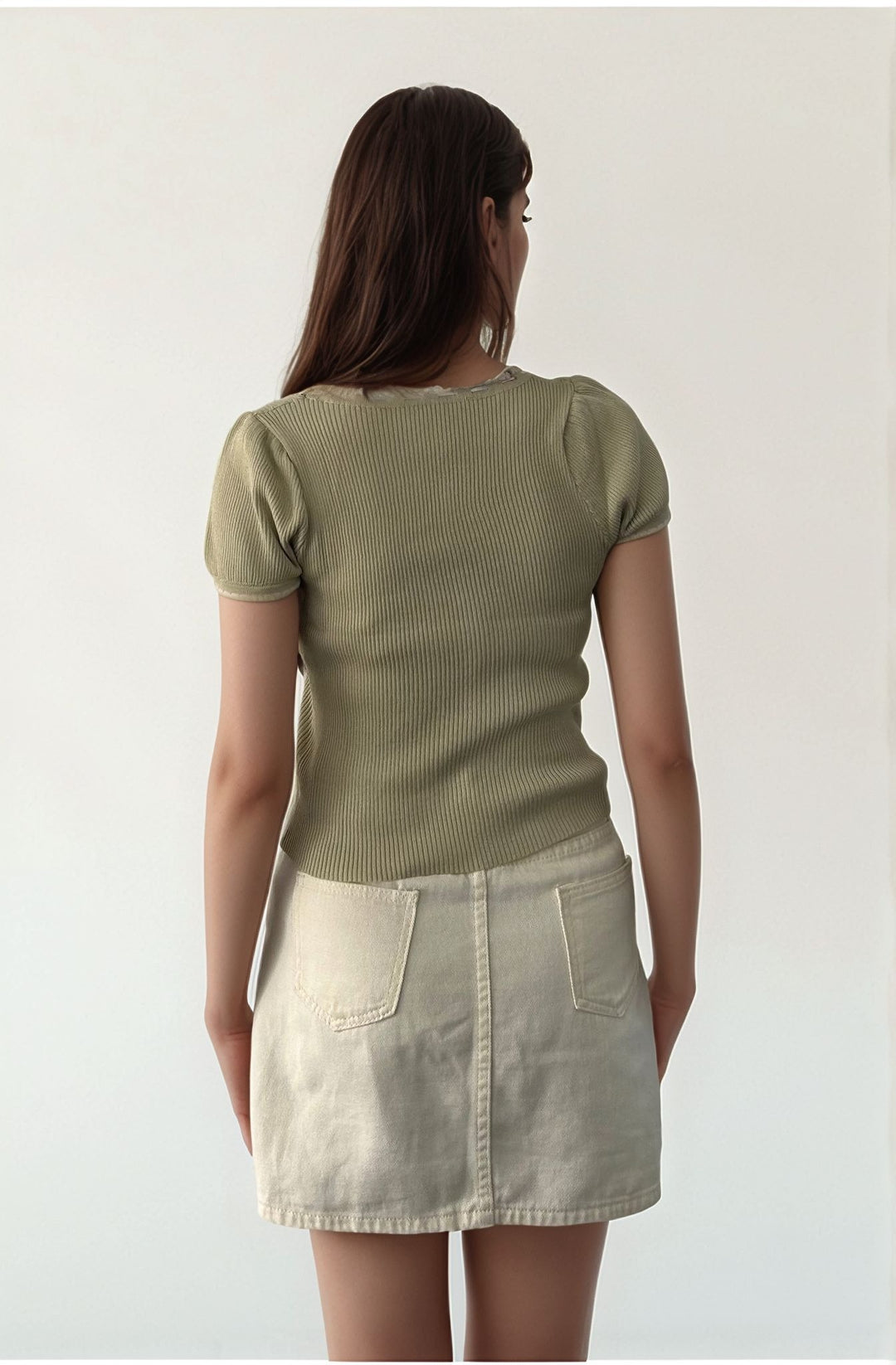 Yellow Bow With Contrast Piping Top