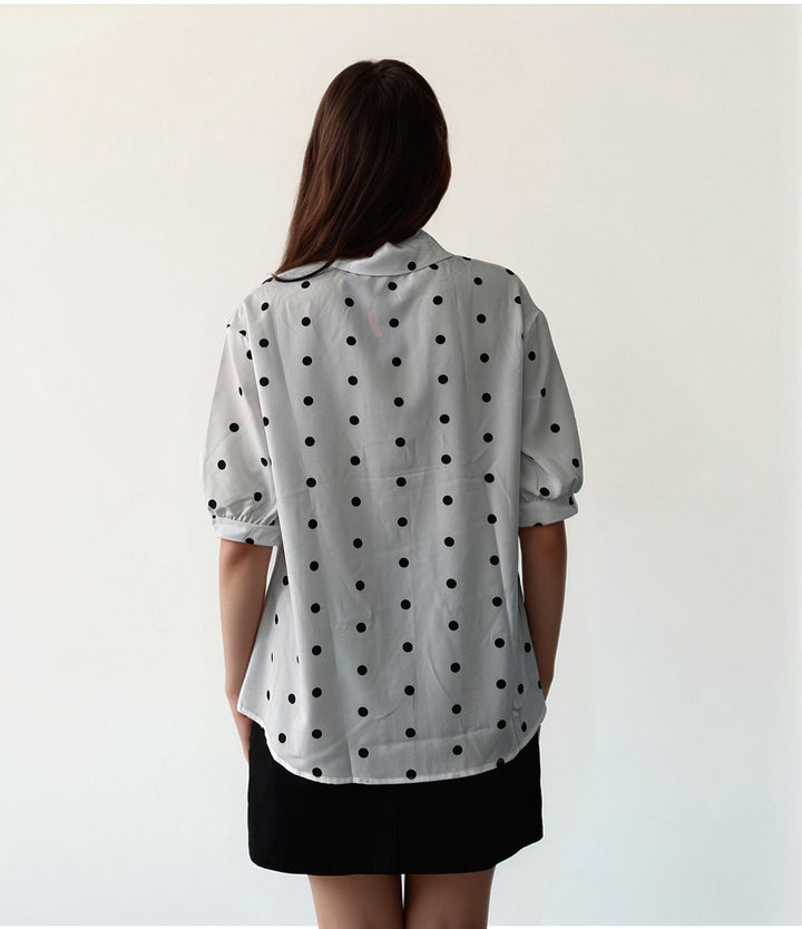 White Polka Dot Relaxed Shirt