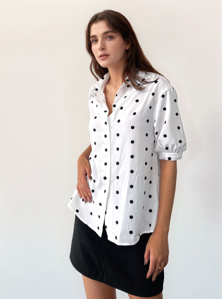 White Polka Dot Relaxed Shirt