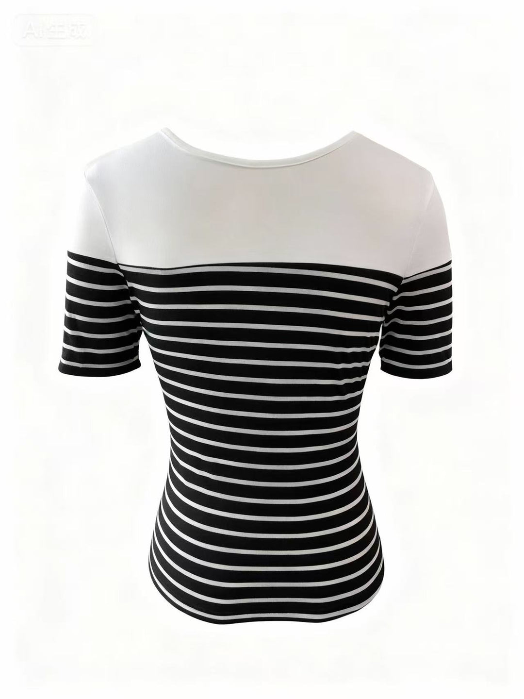 White Short Sleeve Striped Back Bow Top