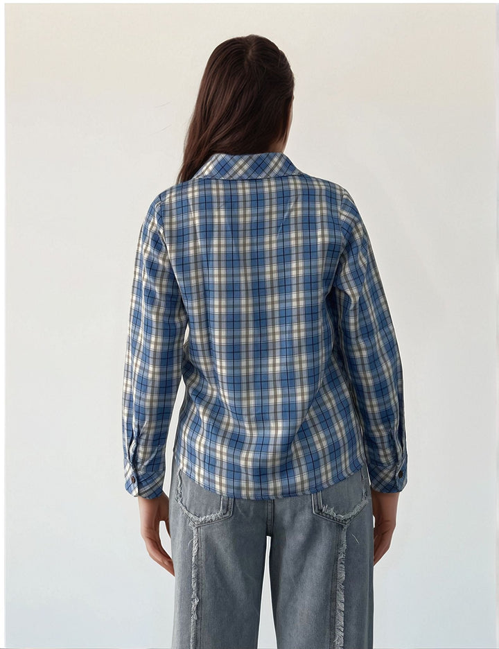 Blue Skinny Fit Flannel Shirt