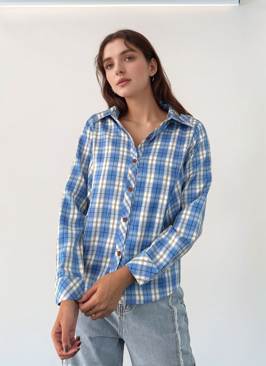 Blue Skinny Fit Flannel Shirt
