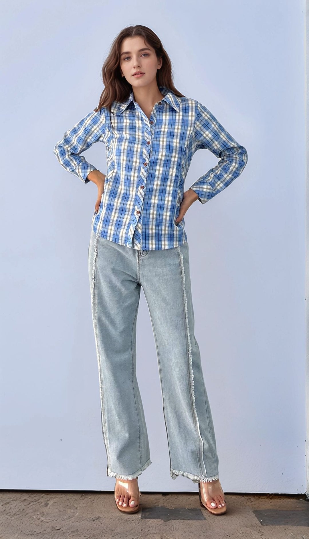 Blue Skinny Fit Flannel Shirt