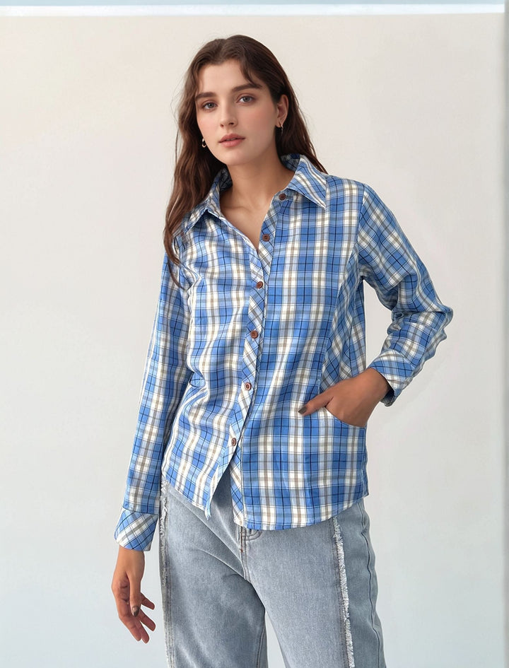 Blue Skinny Fit Flannel Shirt