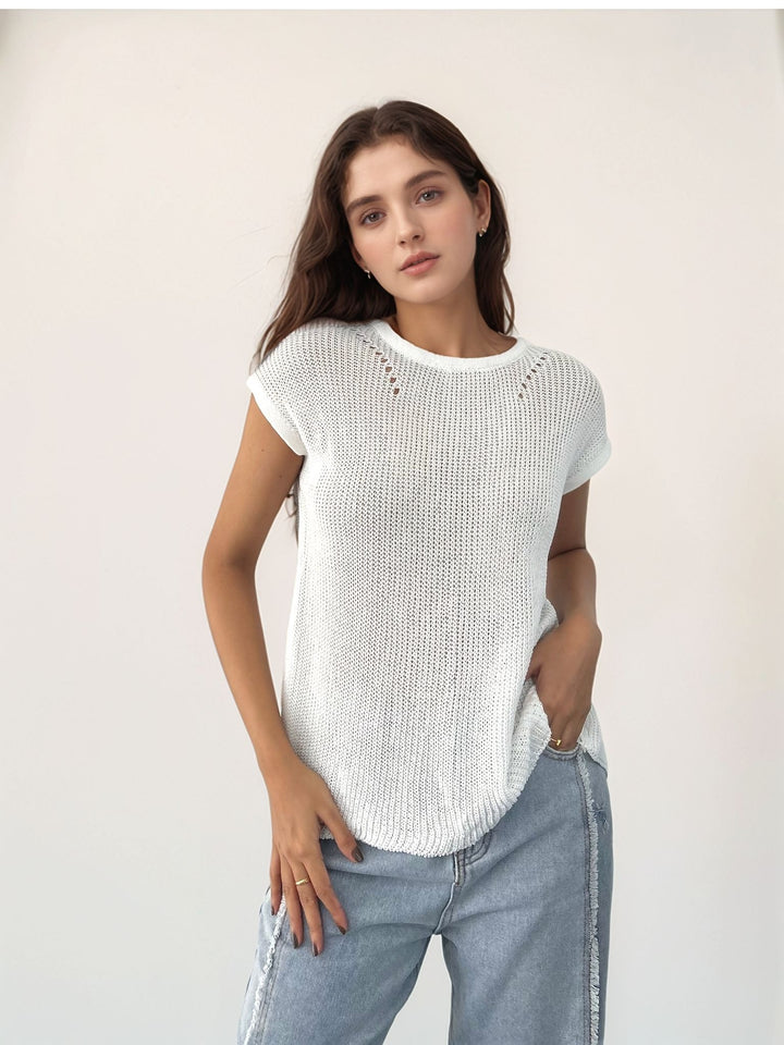 White Back Button Through Top