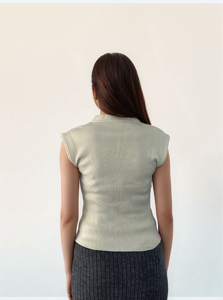 Off White V Neck Cap Sleeve Top