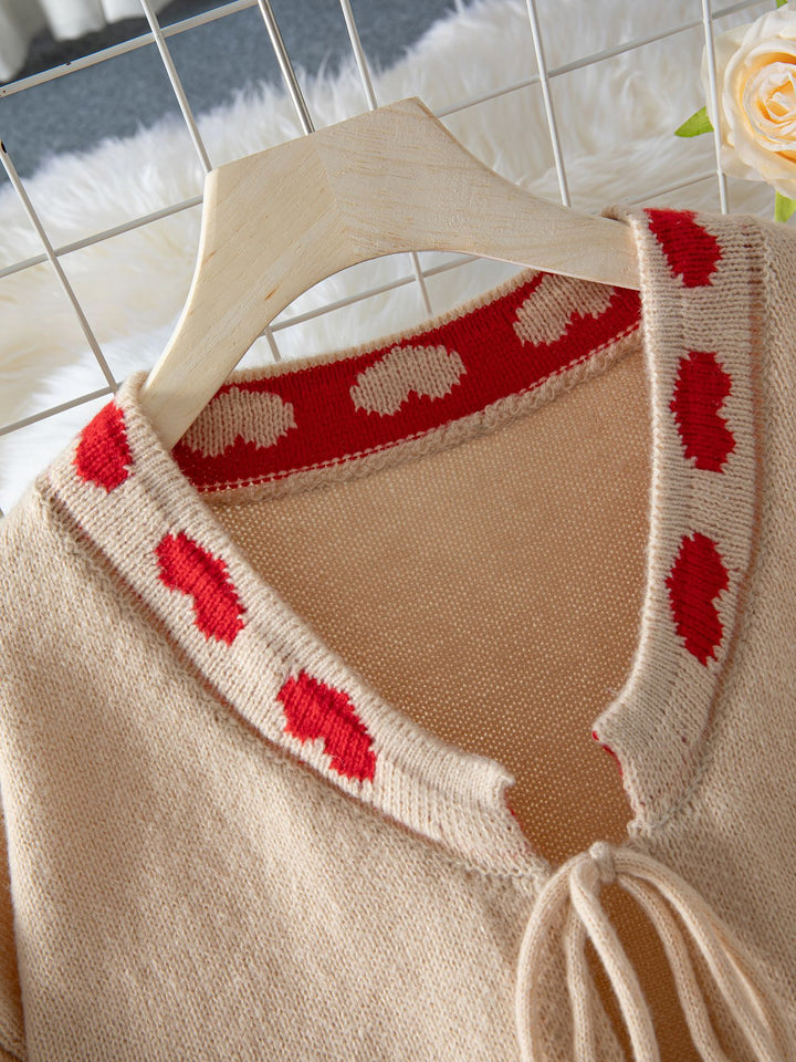 Beige Full Sleeves Printed Front Tie Up Cardigan