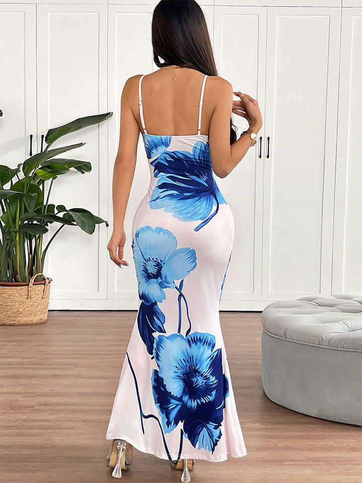 Multi Criss Cross Neck Detailing Floral Dress
