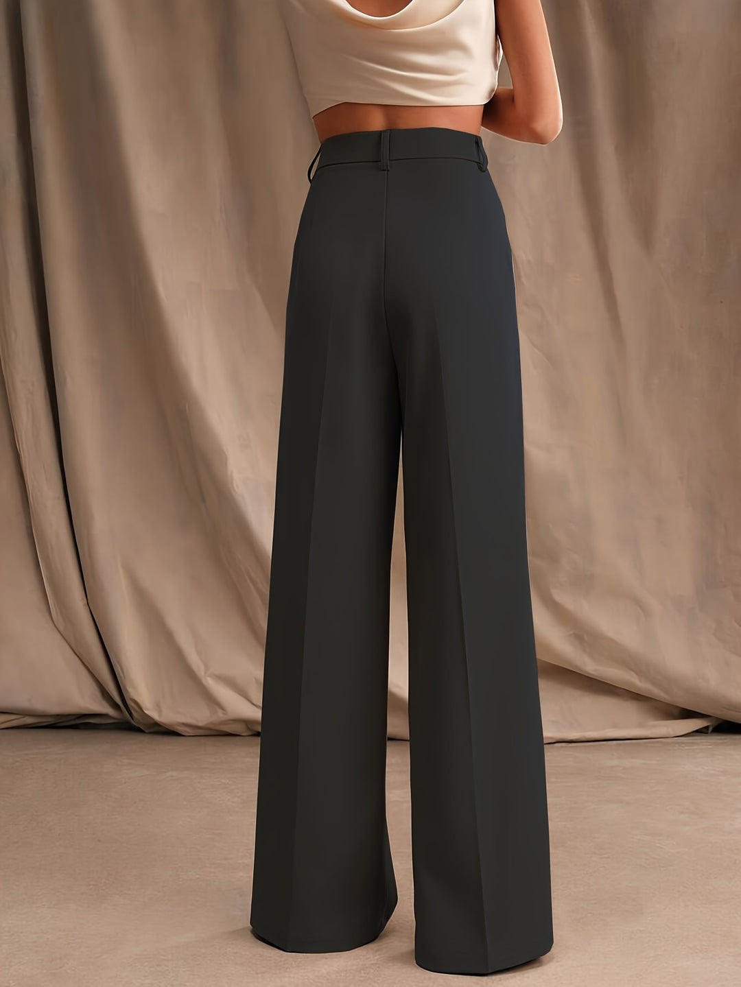 Charcoal Grey High Waist Wide Leg Trouser