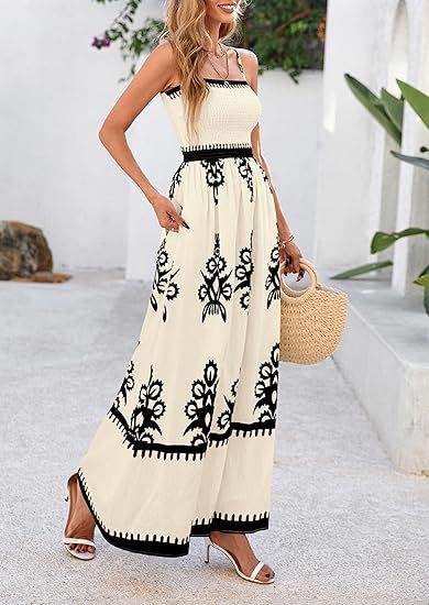 Off White Strappy Contrast Coloured Printed Dress