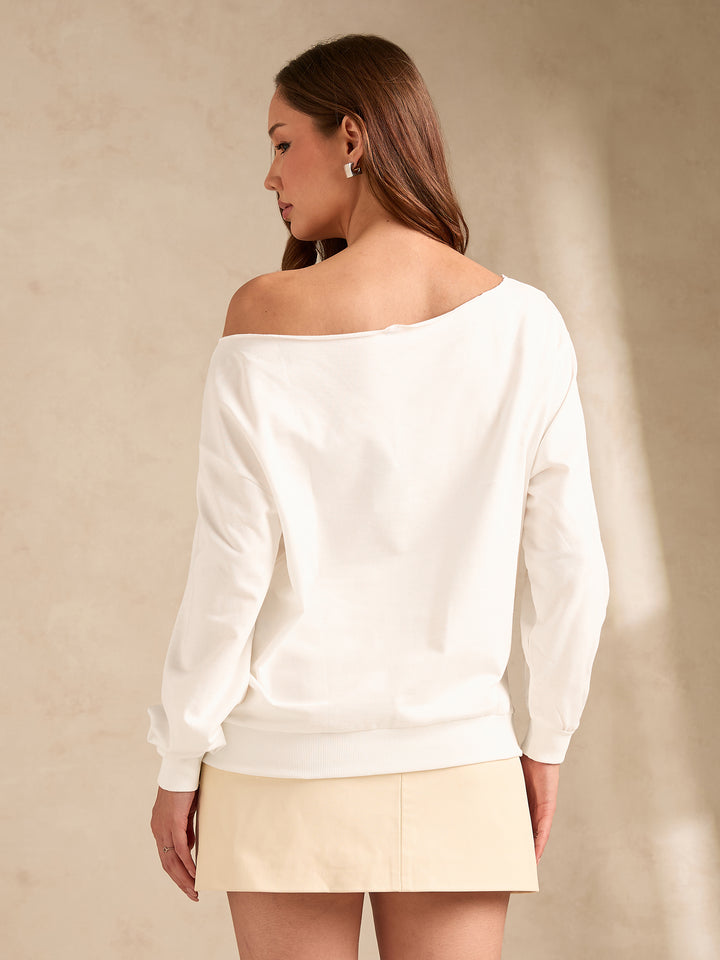 Off White Varsity Graphic Sweatshirt